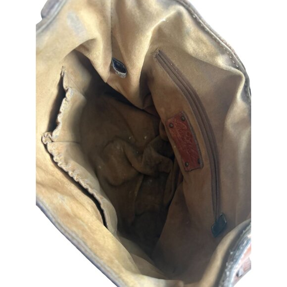 PATRICIA NASH Tan Saddle Tooled Leather Floral Embossed Crossbody Bag - Picture 8 of 12